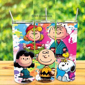 20oz Pint Splitter Peanuts Gang insulated tumbler with sliding lid and 2 straws